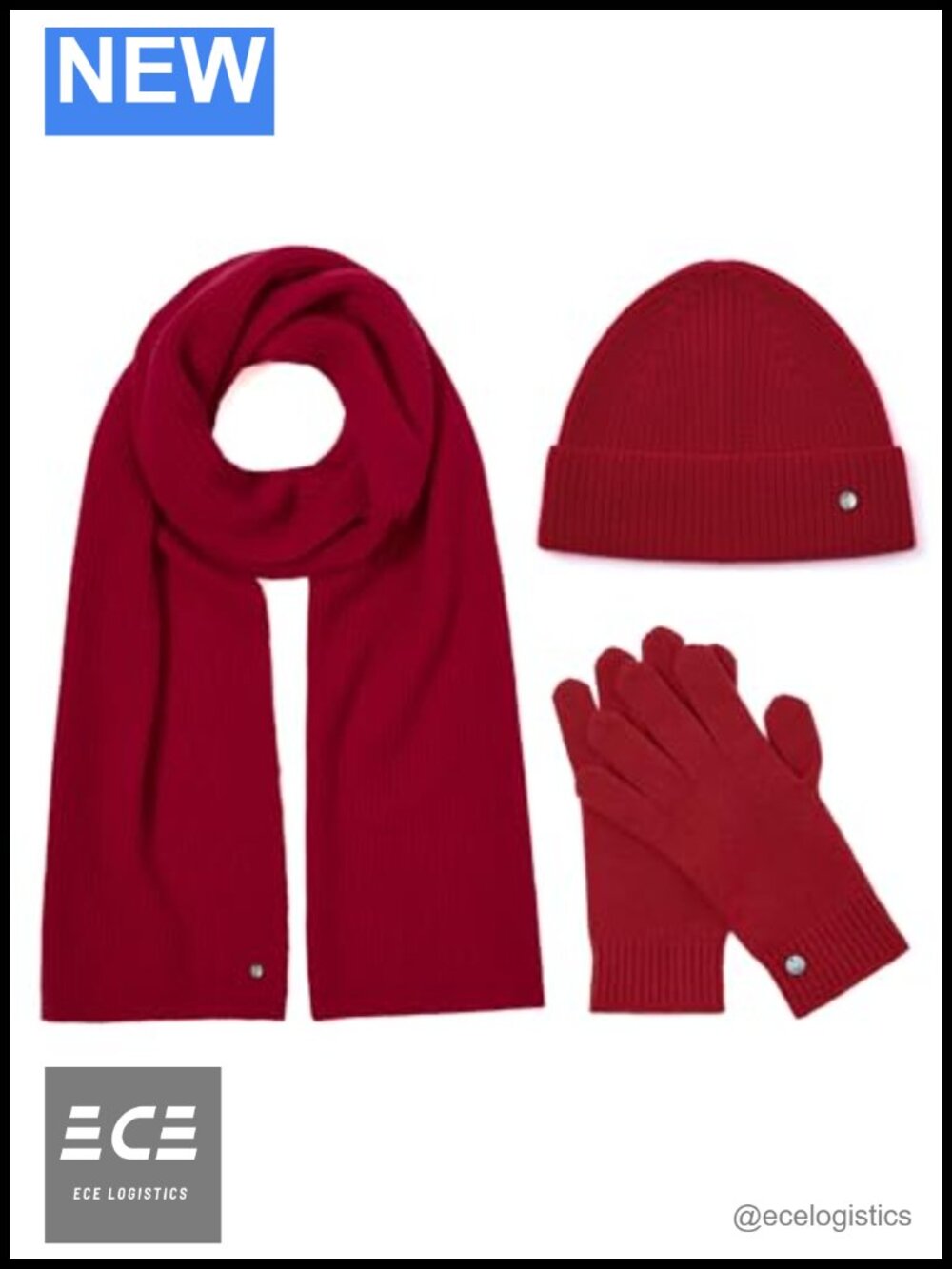 100% Pure Cashmere Hat Scarf Gloves Set One Size Knit Winter